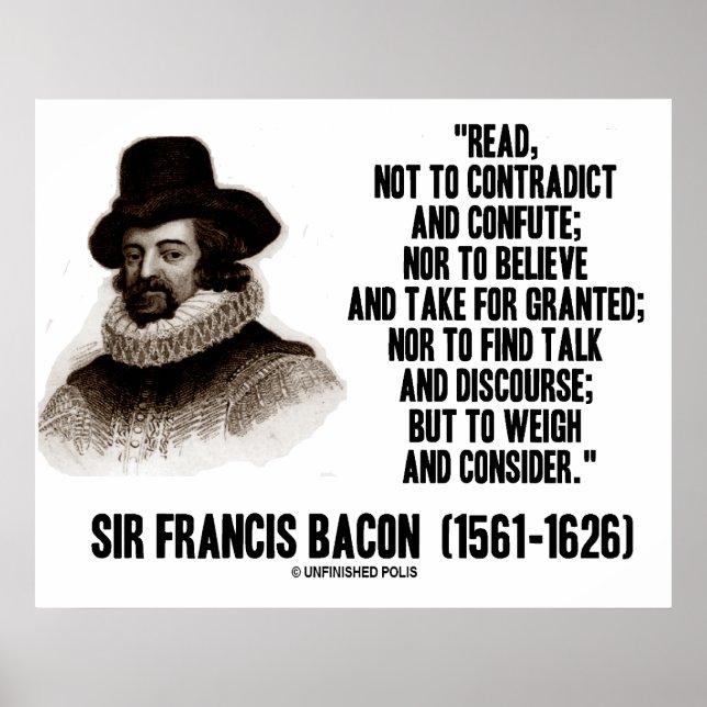 Sir Francis Bacon hat abwägen und nachdenken Poster (Vorne)