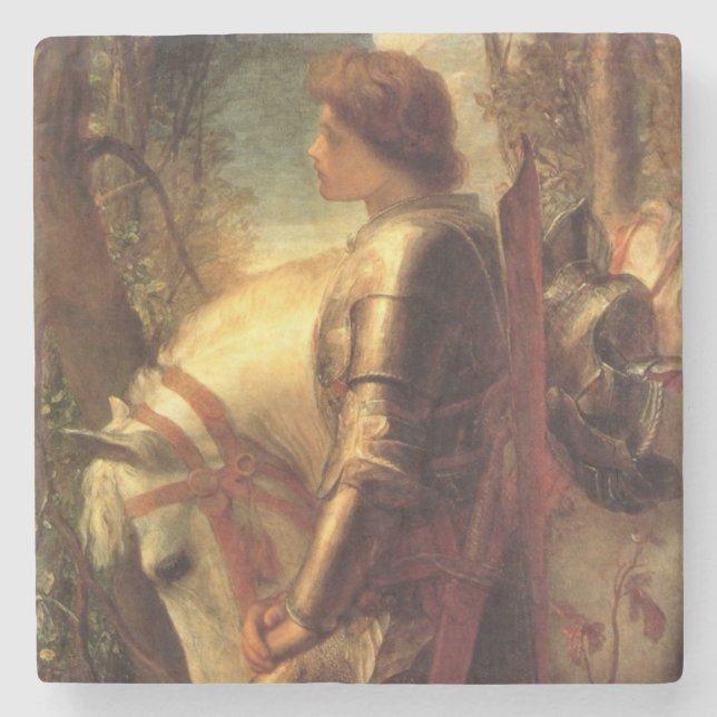 Sir Galahad (von George Frederick Watts) Steinuntersetzer (Vorderseite)
