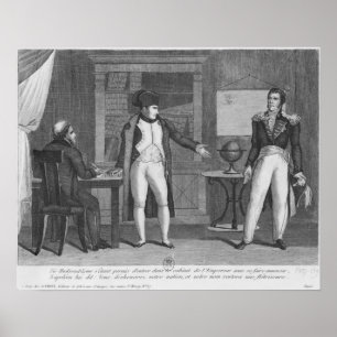 Sir Hudson Lowe, das in die Studie von Napoleon Poster