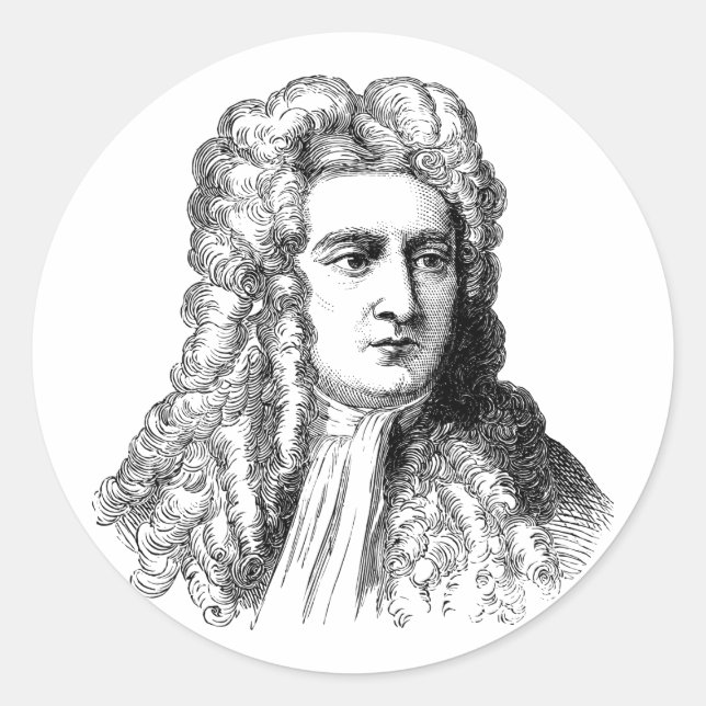 Sir Isaac Newton Famous Scientist Mathematik Runder Aufkleber (Vorderseite)