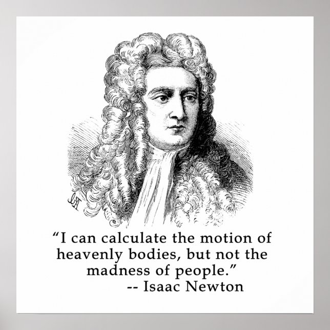 Sir Isaac Newton Portrait und Zitat Poster (Vorne)