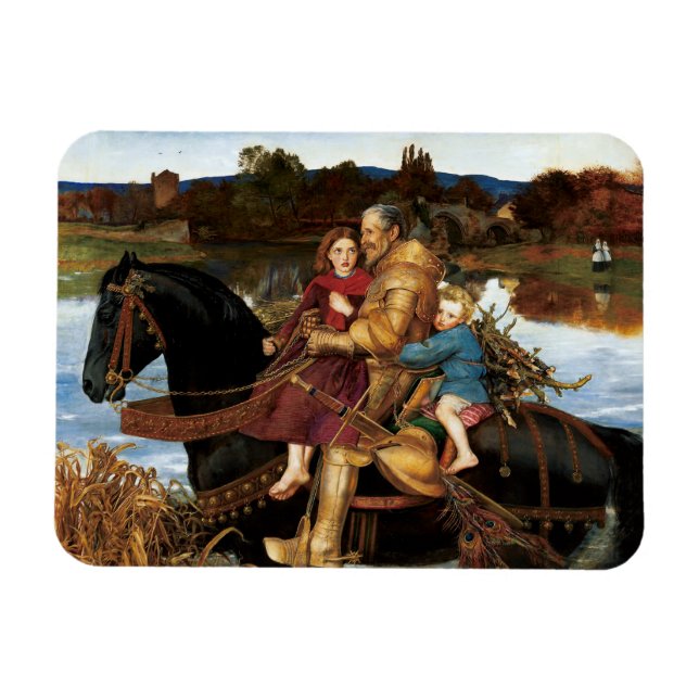 Sir Isumbras im Ford um 1857 von John Millais Magnet (Horizontal)