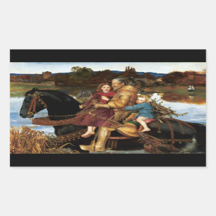 Sir Isumbras im Ford um 1857 von John Millais Rechteckiger Aufkleber