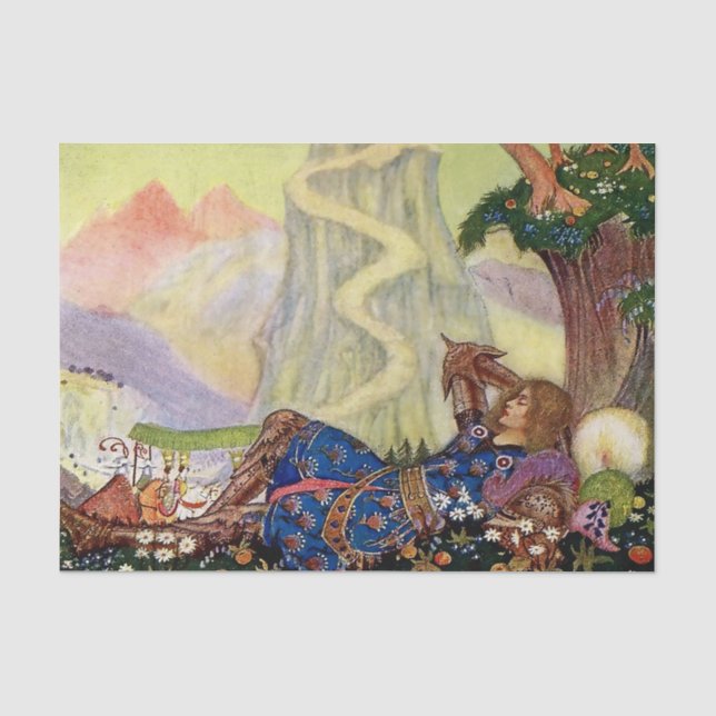 "Sir Lancelot Asleep" von Thomas Mackenzie Seidenpapier (Vorderseite)