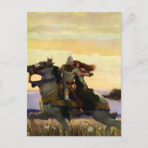 Sir Lancelot Rides Away mit Guinevere von NC Wyeth Postkarte