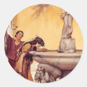 Sir Lawrence Alma-Tadema: Zwischen Venus und Bacch Runder Aufkleber