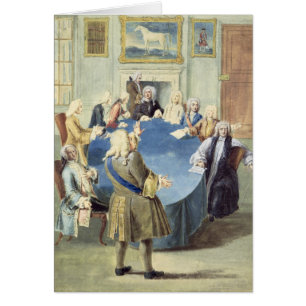 Sir Robert Walpole, der sein Kabinett adressiert