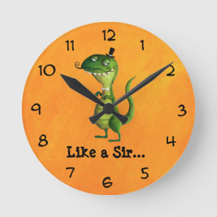 Sir T-rex mit den Schnurrbärten Runde Wanduhr