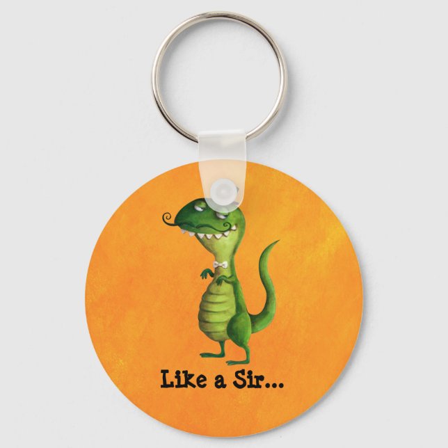 Sir T-rex with Schnurrbart Schlüsselanhänger (Vorderseite)