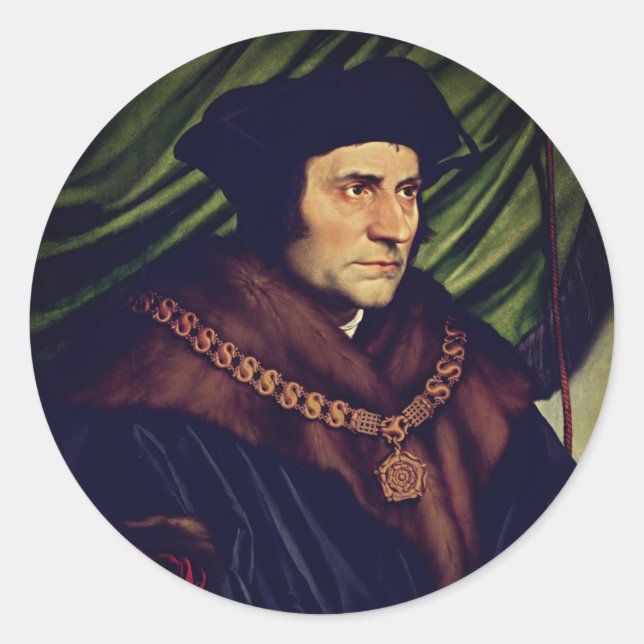 Sir Thomas More - von Hans Holbein, dem Jüngeren Runder Aufkleber (Vorderseite)