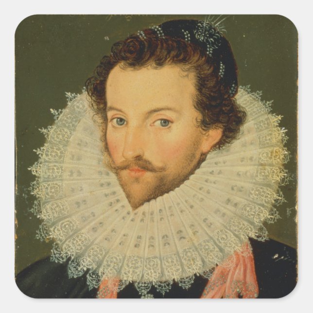 Sir Walter Raleigh 2 Quadratischer Aufkleber (Vorderseite)