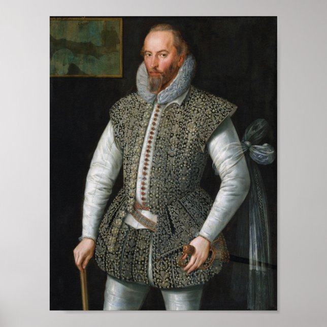 Sir Walter Raleigh Portrait - William Segar Poster (Vorne)