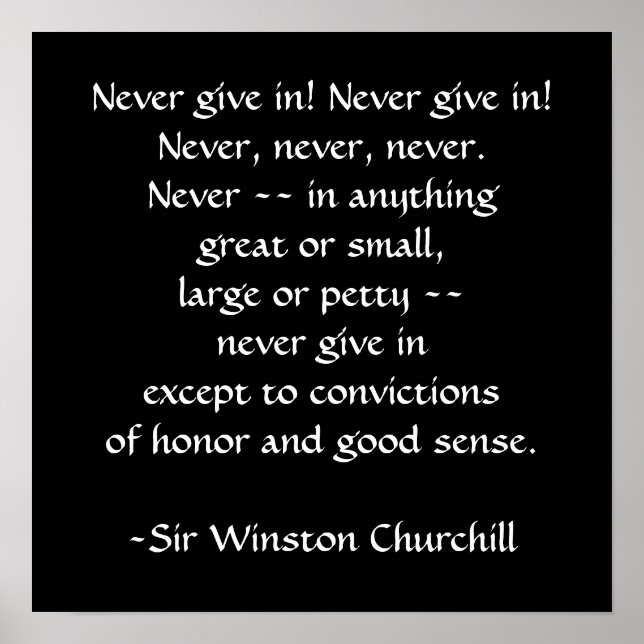 Sir Winston Churchill Quote des SRF Poster (Vorne)