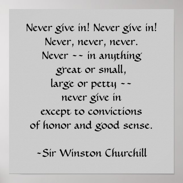 Sir Winston Churchill Quote des SRF Poster (Vorne)