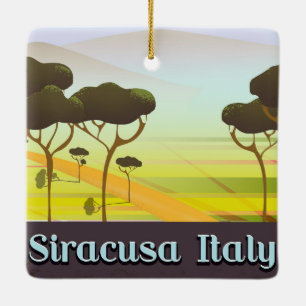 Siracusa Italien Landschaft Reiseplakat. Keramikornament