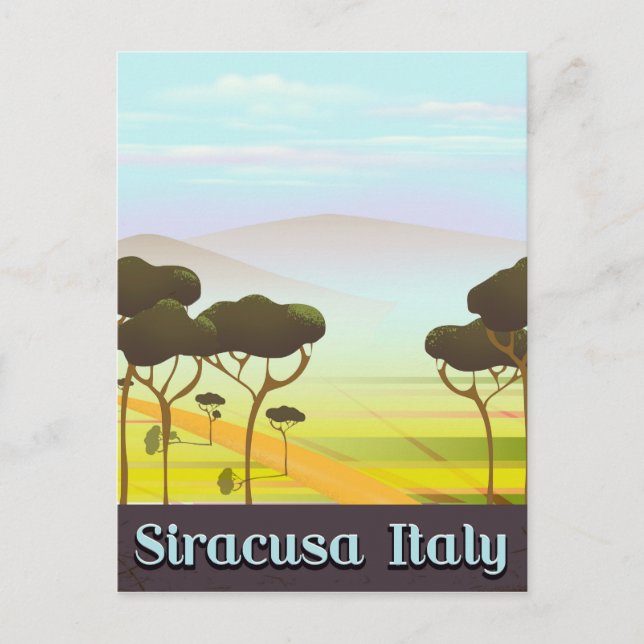 Siracusa Italien Landschaft Reiseplakat. Postkarte (Vorderseite)