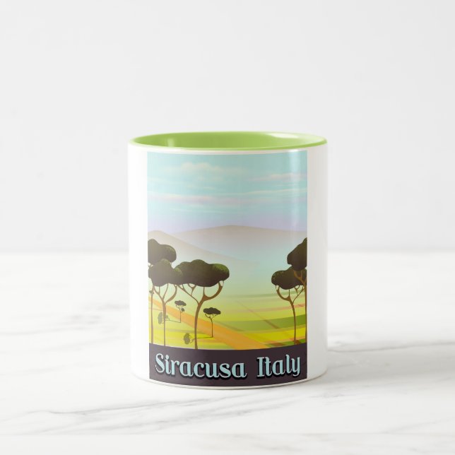 Siracusa Italien Landschaft Reiseplakat. Zweifarbige Tasse (Mittel)