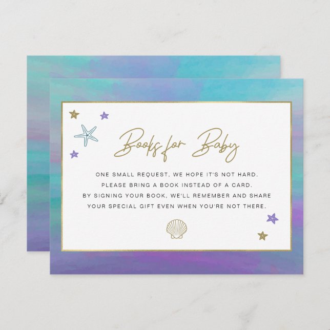 SIREN Mermaid Tropical Beach Books für die Kinderk Einladung (Vorne/Hinten)