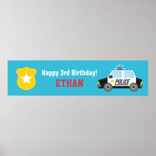 Siren Polizeiauto Kinder Geburtstagsbanner Poster