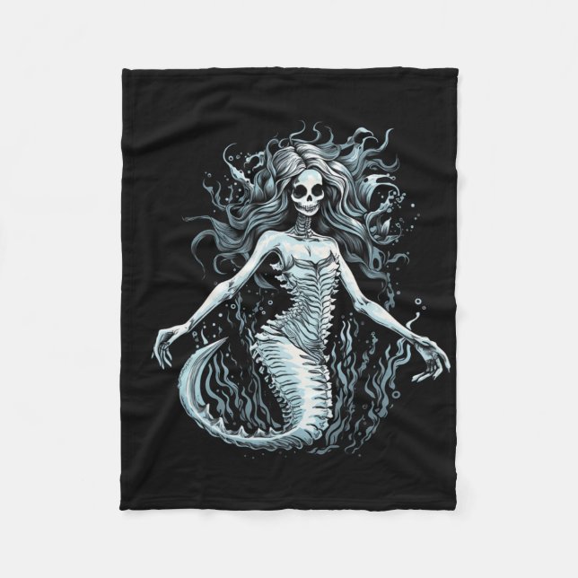 Siren Skeleton Mermaid Skull Tee Women Men Kids Bo Fleecedecke (Vorderseite)