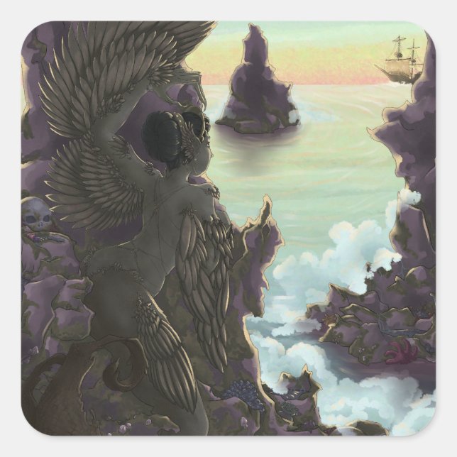 Siren Stones Quadratischer Aufkleber (Vorderseite)