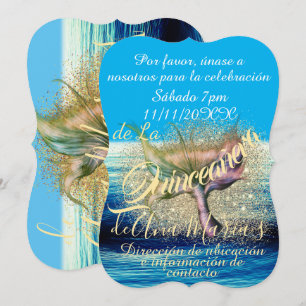Sirena Cola Splash Sparkle Quinceañera Feier Einladung