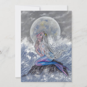 Sirena mermaid moon notecard dankeskarte