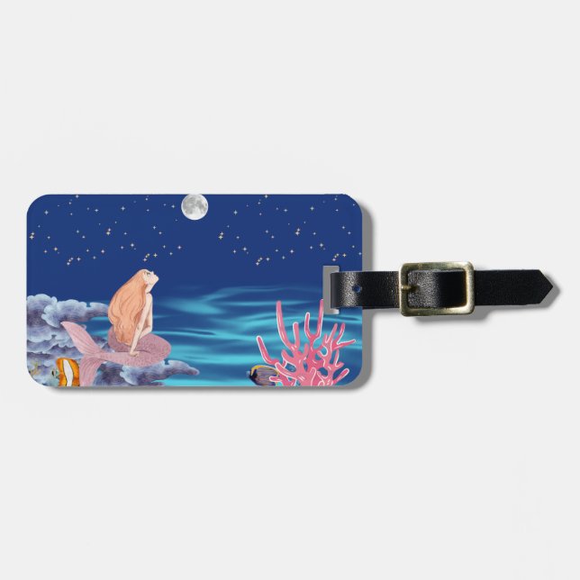 Sirena mirando la luna gepäckanhänger (Vorderseite horizontal)