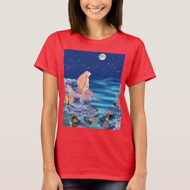 Sirena mirando la luna T-Shirt (Vorderseite)