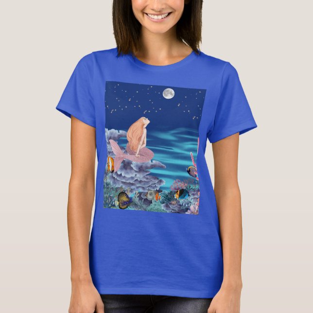 Sirena mirando la luna T-Shirt (Vorderseite)