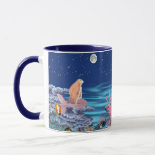 Sirena mirando la luna tasse