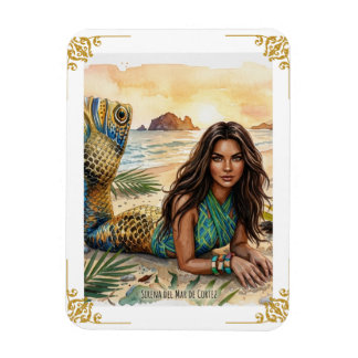 Sirene des Mar de Cortez Wasserfarben Kunst Druck Magnet