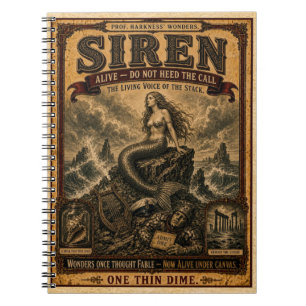 Sirene, Vintage-Zirkus-Monster Notizblock