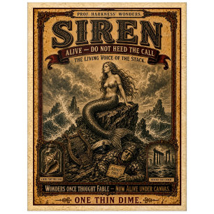 Sirene, Vintage-Zirkus-Monster Postkarte