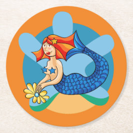 Sirenita de Linda. Sirena, sirena Runder Pappuntersetzer