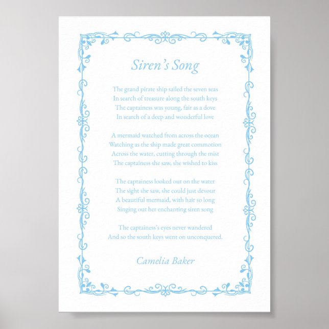 Siren's Song Poem Print Poster (Vorne)