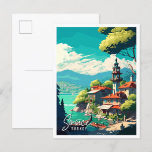 Sirince Türkei Vintage Reise Illustration Postkarte