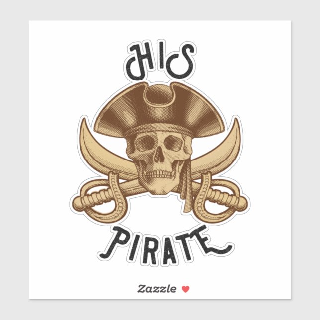 SIS Pirate Vintage Kreuzknochen Skull & Sword Aufkleber (Blatt)