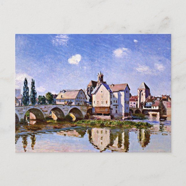 Sisley - Die Moret Bridge im Sonnenlicht Postkarte (Vorderseite)