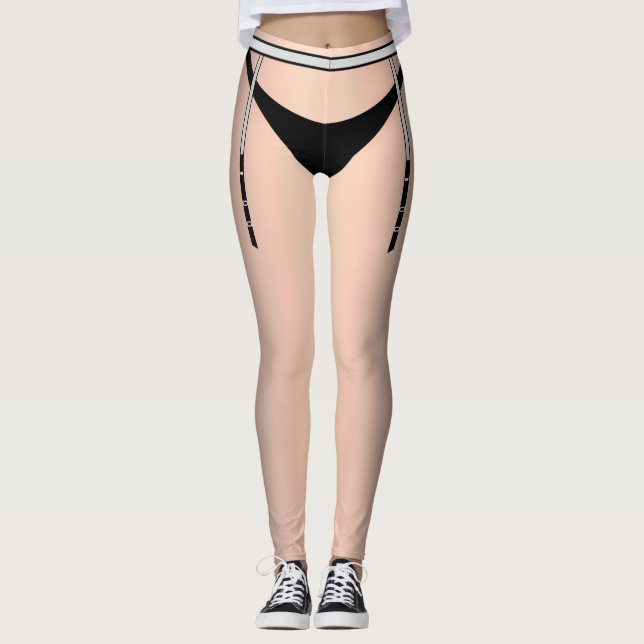 Sissy Garter Lingerie Chastity Cover Leggings (Vorderseite)