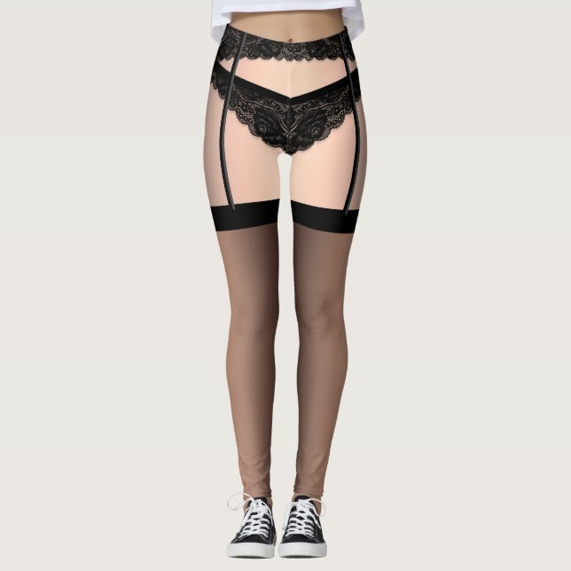 Sissy Lace Lingerie Chastity Cover Leggings (Vorderseite)
