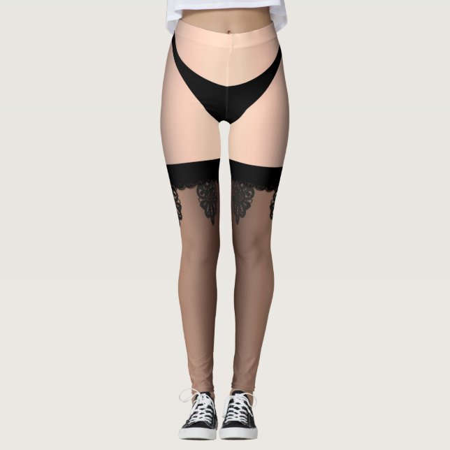 Sissy Sheer Lingerie Chastity Cover Leggings (Vorderseite)