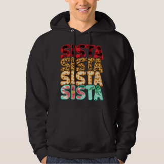 Sista Sister Leopard Red Kariert Sunflower Family Hoodie