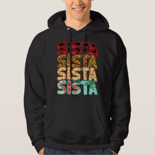 Sista Sister Leopard Red Kariert Sunflower Family Hoodie