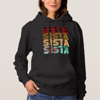 Sista Sister Leopard Red Kariert Sunflower Family  Hoodie