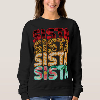 Sista Sister Leopard Red Kariert Sunflower Family  Sweatshirt