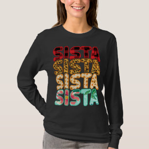 Sista Sister Leopard Red Kariert Sunflower Family T-Shirt