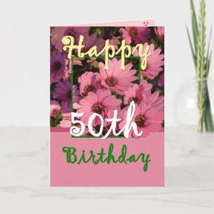 SISTER - 50. Geburtstag mit Pink Daisy Blume Karte