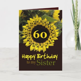 SISTER - 60. Geburtstag mit fröhlicher Sonnenblume Karte