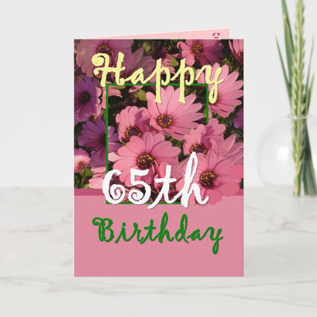 SISTER - 65. Geburtstag mit Pink Daisy Blume Karte (Vorderseite)